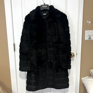 Black, authentic  rabbit fur coat